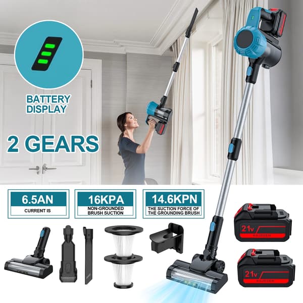 Dammsugare, Sladdlös Drift, Hög Sugkraft,2xBatteri Set
