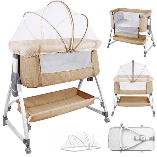 Babyseng, Bærbar, Justerbar Højde,Beige