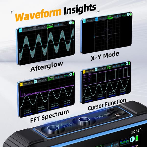 Digitalt oscilloskop, multimeter, signalgenerator,svart