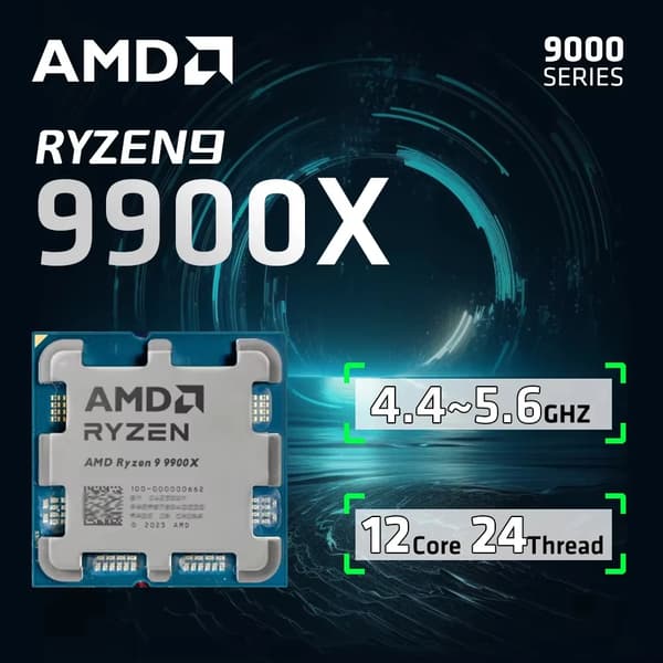 Processor, 12-Core, Socket AM5, 24 Tråde, 4.4 GHz Basisur, 5.6 GHz Maksimal Boostur