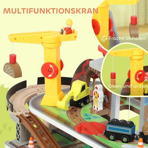 Træjernbane Sæt, 79 Stykker, Interaktive Funktioner,MULTI