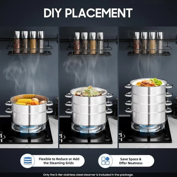 Dampkoger, Rustfrit Stål, Multi-Lag Design,Sølv