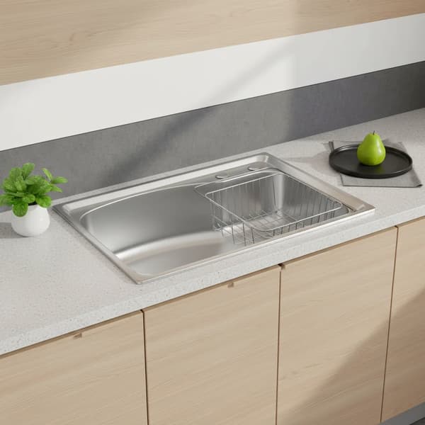 Rustfrit Stål Vask, Enkelt Skål Design, Nem Montering,Sølv