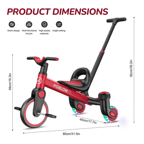 Drift Trike, 360° Spin, Justerbart Sæde,Rød