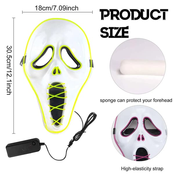Mask, LED-lampor, Helt ansiktsdesign,VIT