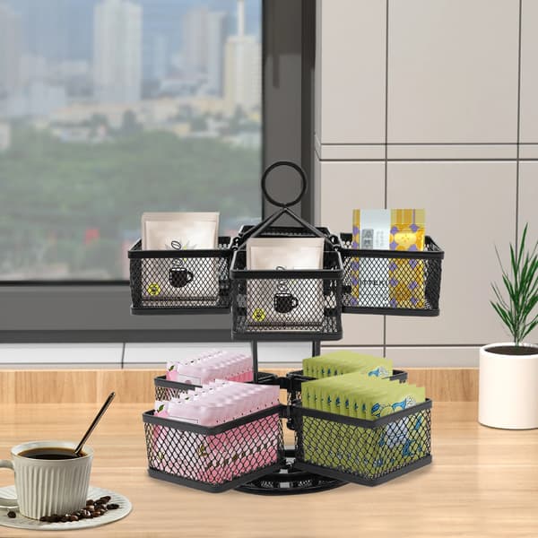 Teebag Organizer, 2 niveauer, 360° roterende design,sort