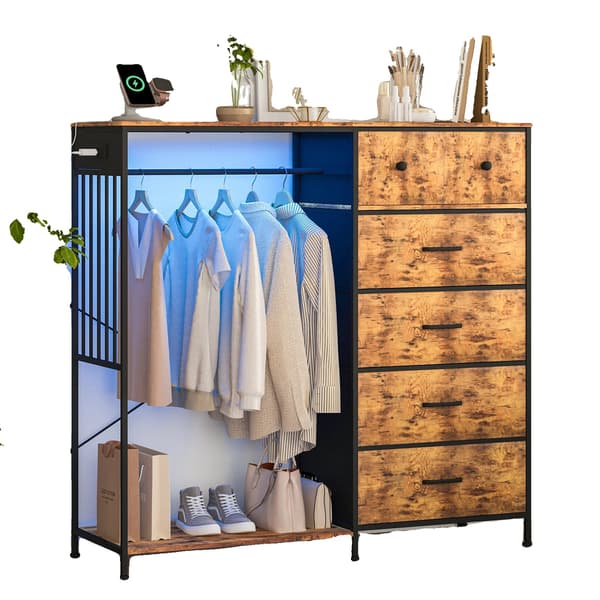 Kommode, 4 Stofskuffer, Vendbar Design,Brun