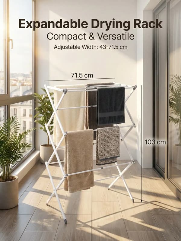 Tøjstativ, Foldbart Design, Multi-Lag Kapacitet,HVID