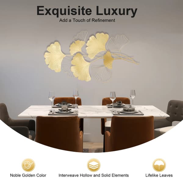 Väggdekoration, Modern Stil, Bladdesign,Guld