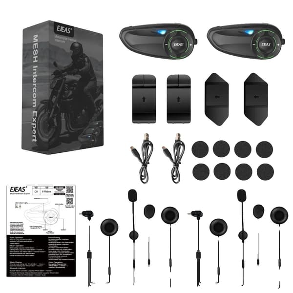 Hjelmheadset, Bluetooth-forbindelse, Vandtæt design,2Pcs Q8