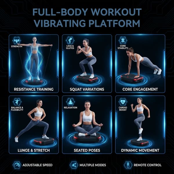Vibrationsplatform, 120 justerbare hastigheder, Bluetooth-forbindelse,120 Hastigheder