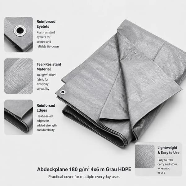 Presenning, Holdbart HDPE Materiale, Vejrbestandig,Gris