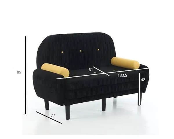 Loveseat Sofa, Multifunktionelt Design, Moderne Stil,A, To Sæde