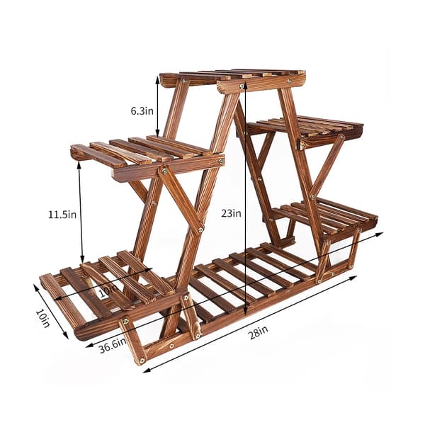 Växtställ, 6 nivåer, trädesign,Brun