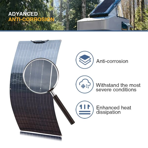 Solpanelkit, 200W Ström, Flexibel Design, 12V eller 24V 200w kit