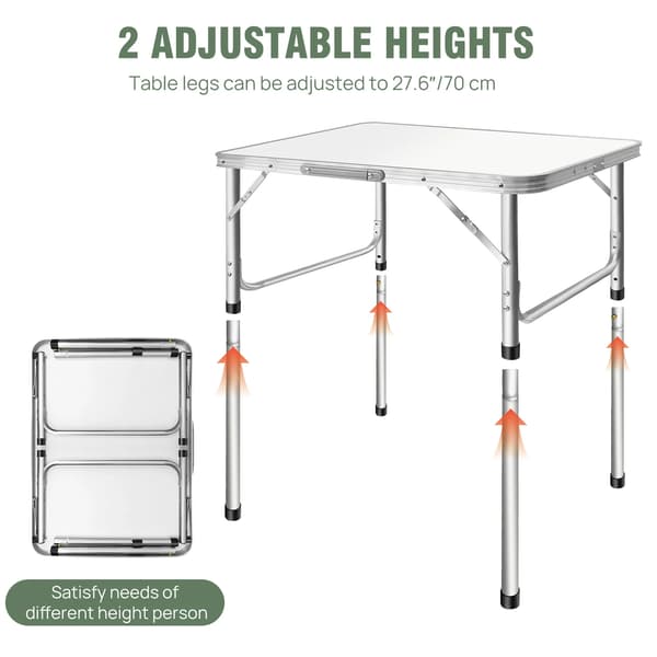 Foldbart Bord, Bærbart Design, Robust Aluminiumramme,HVID