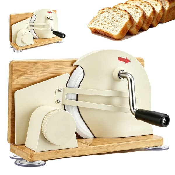 Fällbar Brödskärare, Rostfritt Stål, Justerbar Tjocklek,Beige