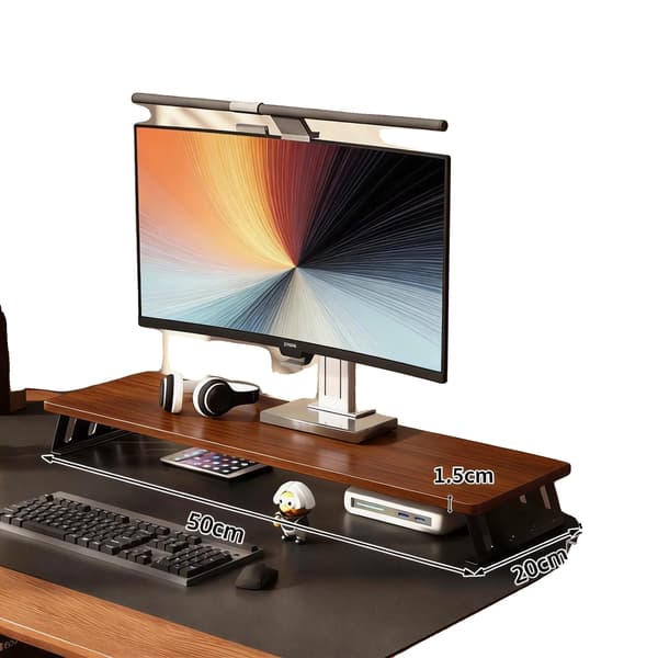 Monitorstand, Ergonomisk Design, Justerbar Højde,B-Valnød