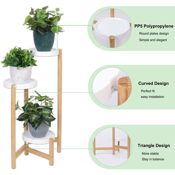 Växtställ, 3-nivådesign, platsbesparande hörndisplay,S, Bambu