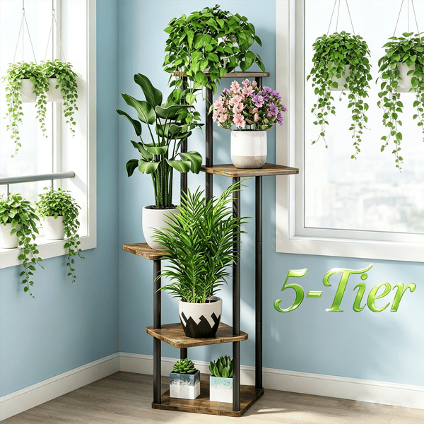 Växtställ, 5-nivådesign, Inomhus/Utebruk,5-Tier