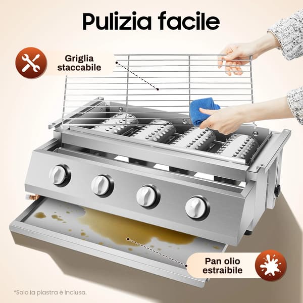 Grilli, 4 Poltinta, Säädettävä Korkeus,Vaaleanharmaa