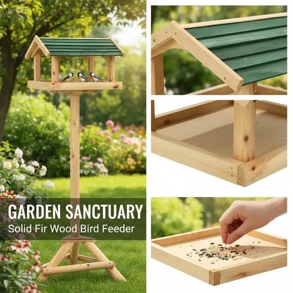 Fuglehus, Solid Trækonstruktion, Tiltrækker Forskellige Fugle,hær grøn