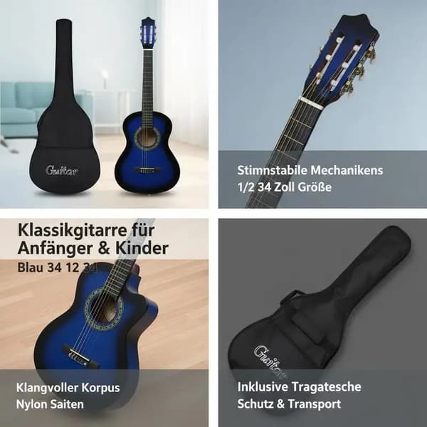 Akustisk Gitarr, Lätt Design, Ideal för Nybörjare,Blå