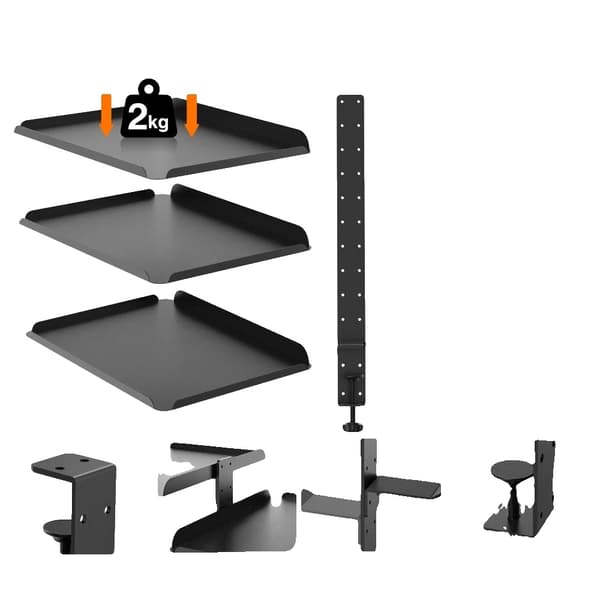 Skrivebordsorganisator, 3-lags design, justerbar klemmefunktion,sort