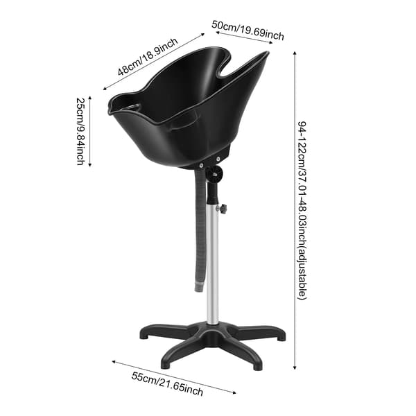Shampoo bassin, justerbar højde, ergonomisk design,sort