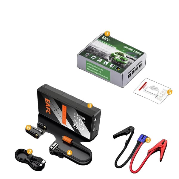 Bilstartare, Bärbar Luftpump, Powerbank, Vanlig klipp