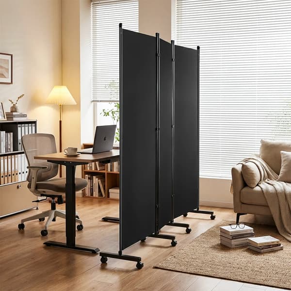 Rummdivider, Flytbar Privatlivsskærm, 3-panel Design,sort, 260x180cm