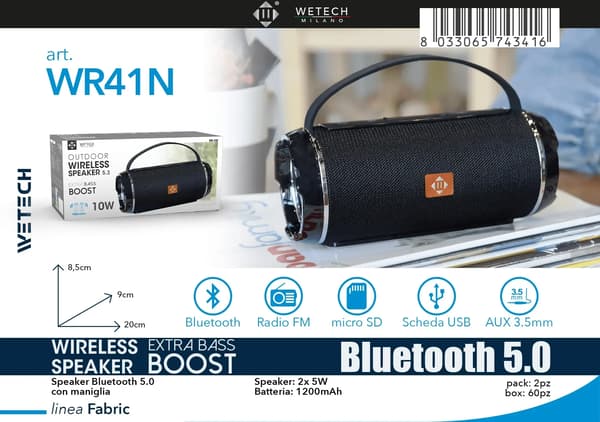 Bluetooth-högtalare, Extra bas, Bärbar design,WR41N