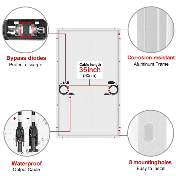 Solpanel, Rigid Monokristallin Design, CE Certifierad,200W