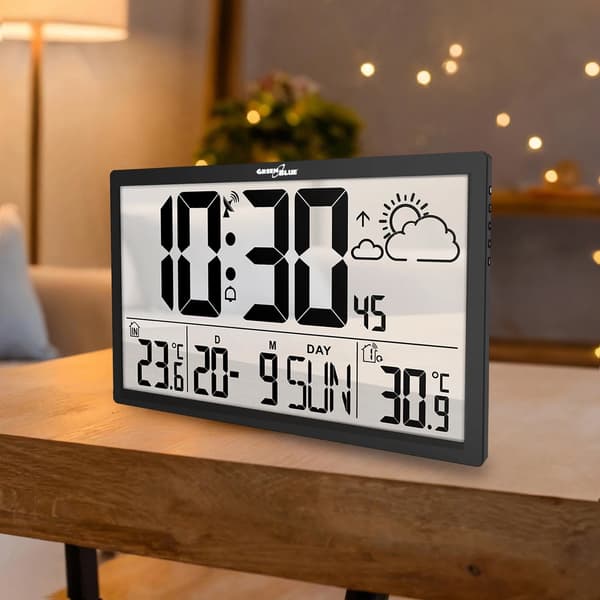 Vægur, LCD-display, præcis tidsynkronisering,sort, 17 inches