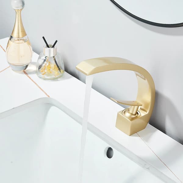 Basin Mixer Tap, Enkelt Greb, Vandbesparende Design,børstet guld