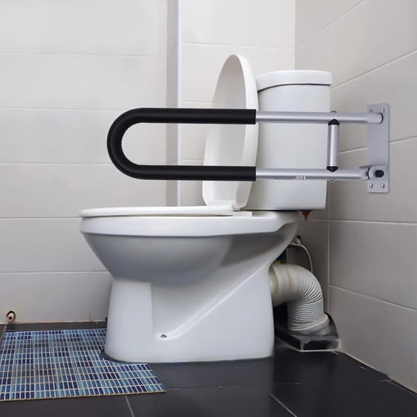 Badrumsstödstång, Väggmonterad, Halkfri Design,svart