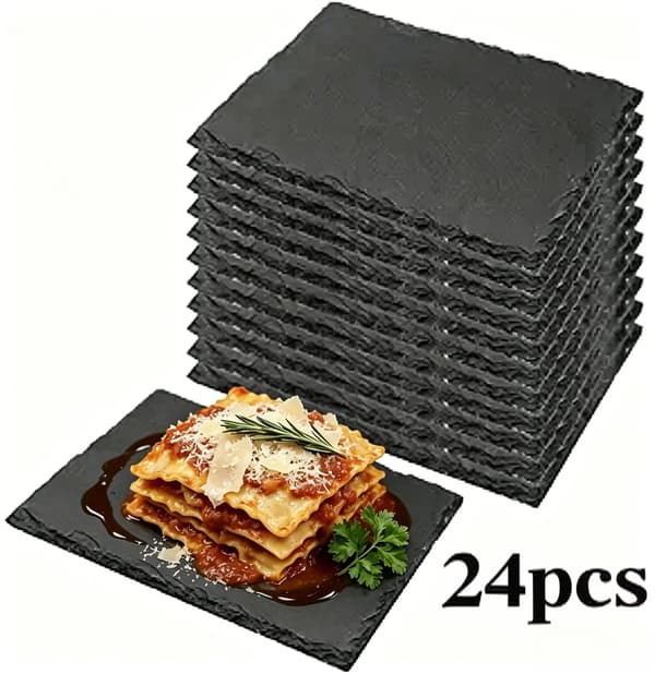 Serveringspanel, Högkvalitativ Naturskiffer, Mångsidig Användning,24PCs 20x10cm