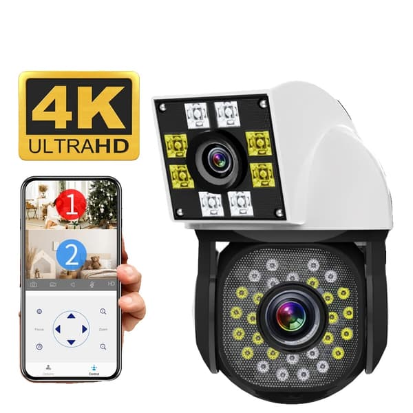 PTZ Säkerhetskamera, Dubbelobjektiv, AI Rörelsedetektering,EU-kontakt, 2MP