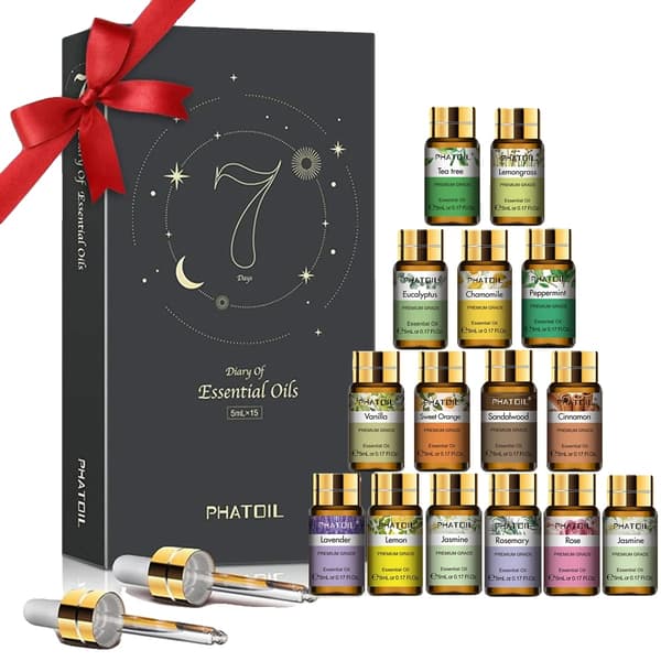 Eterisk Oljeset, 15 Ren Oljor, Perfekt för Diffusorer,5ml, 15st set
