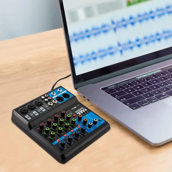 Lydmixer, 5-kanals, USB og Bluetooth-forbindelse,sort