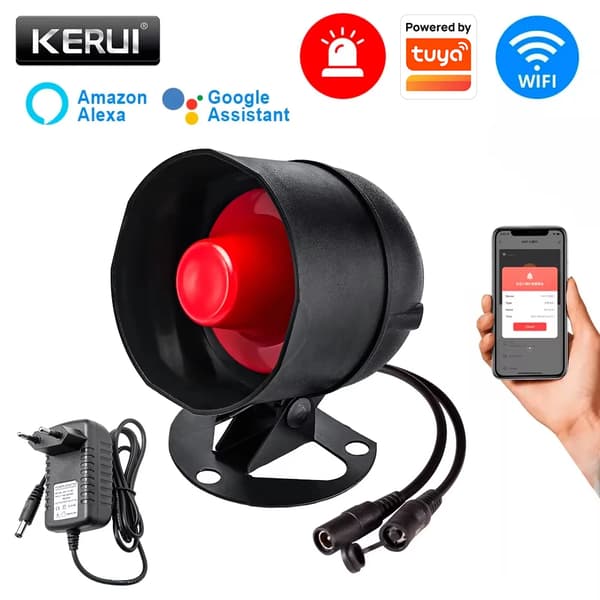Alarm System, 110dB Høj Alarm, Smart Forbindelse,Kun Sirene Alarm, EU Stik