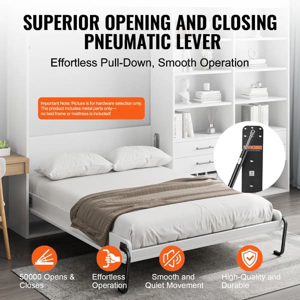 Murphy Bed Kit, Pladsbesparende Design, Holdbar Konstruktion,Sort