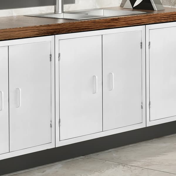 Køkken Dobbelt Dør, Rustfrit Stål, Moderne Design,Sølv