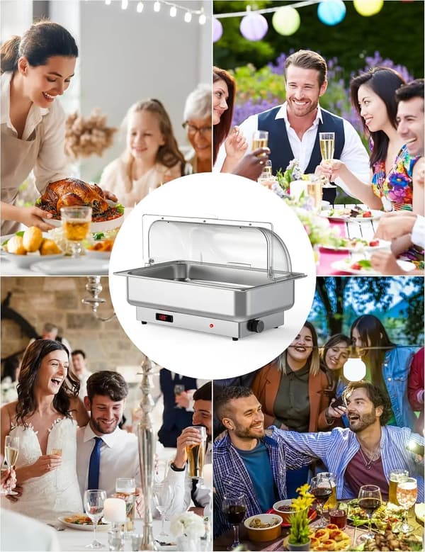 Chafing Dish, Rostfritt Stål Konstruktion, Mångsidig för Bufféer,silver