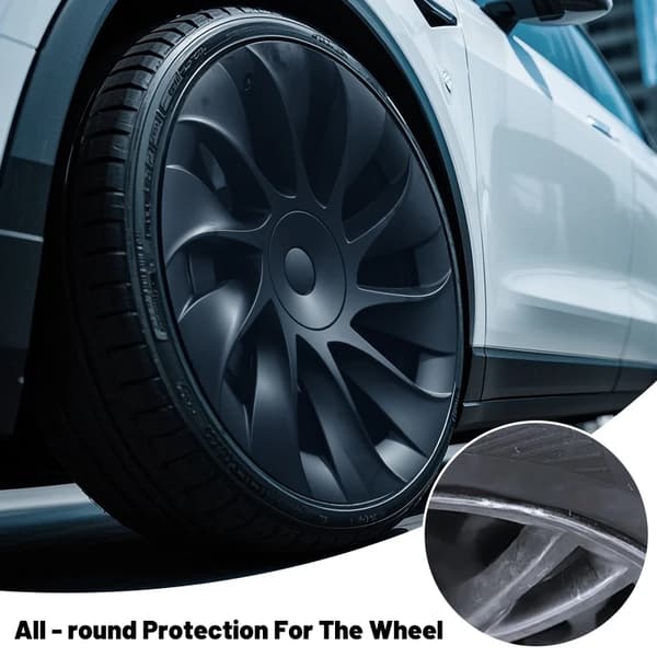 Hjulkapsler, Holdbart Plastik, Nem Installation,Tesla, sort, Model Y 20Inch