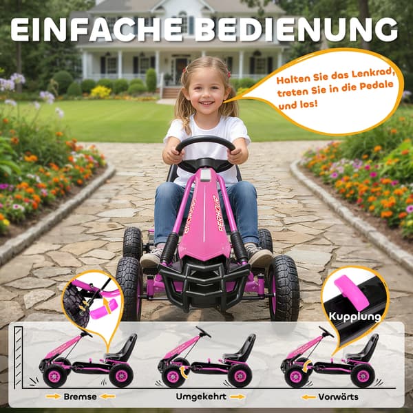 Pedalkart, Justerbart Säte, EVA-hjul,Rosa