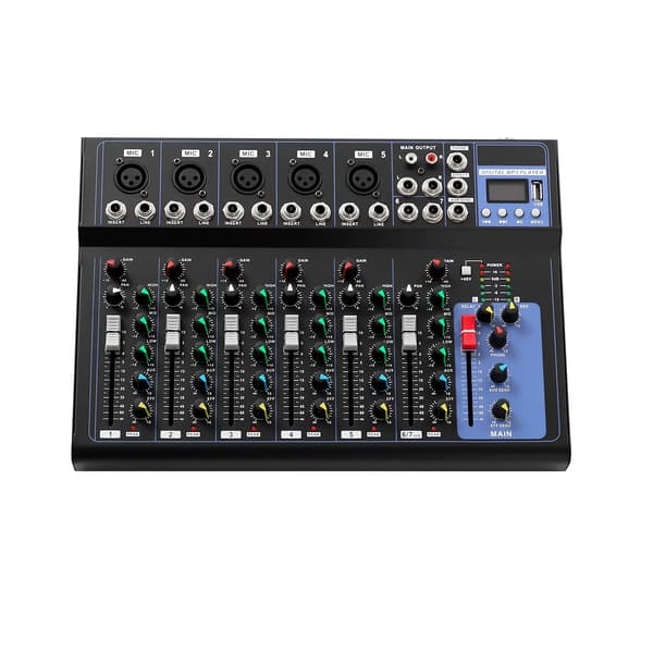 Lydmixer, 7-kanal, Realtidsmonitorering,sort