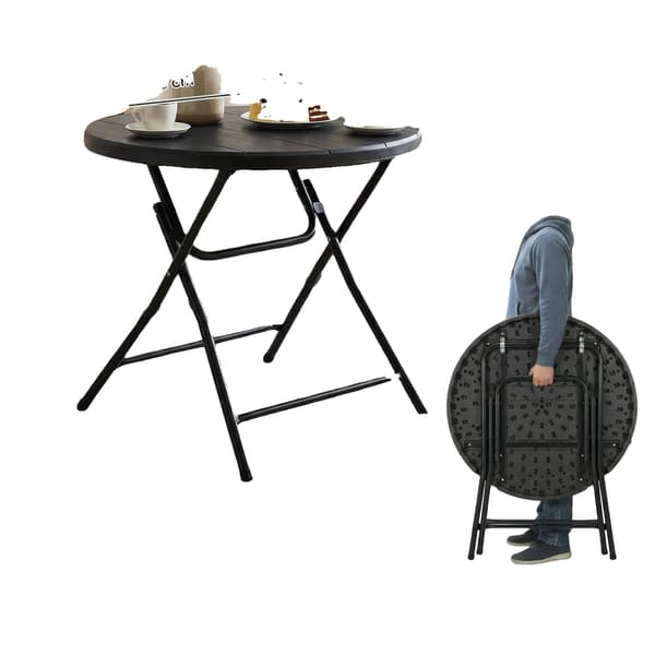 Fällbord, Stålram, Bärbart och Stabilt,Rund 80cm Svart