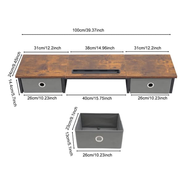 Monitorställ, Hållbar Design, Platsbesparande Förvaring,Brun
