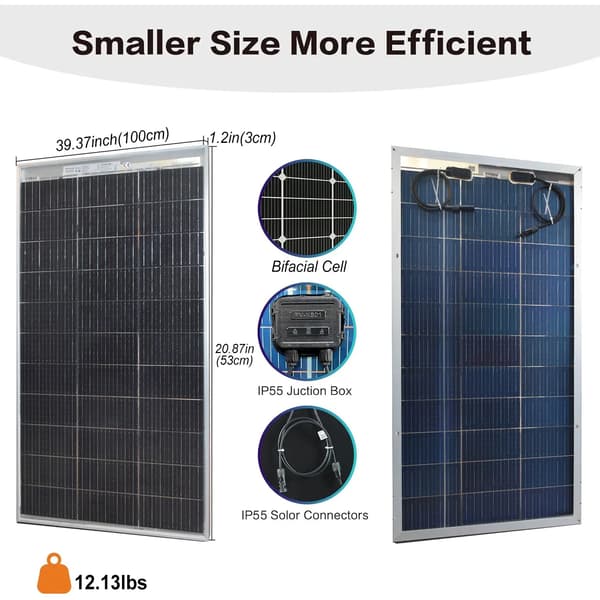 Solpanel, Høj Effektivitet, Vejrbestandig,2stk 100w panel